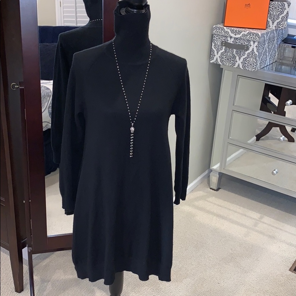 CASHMERE turtleneck tunic uneven hem dress
